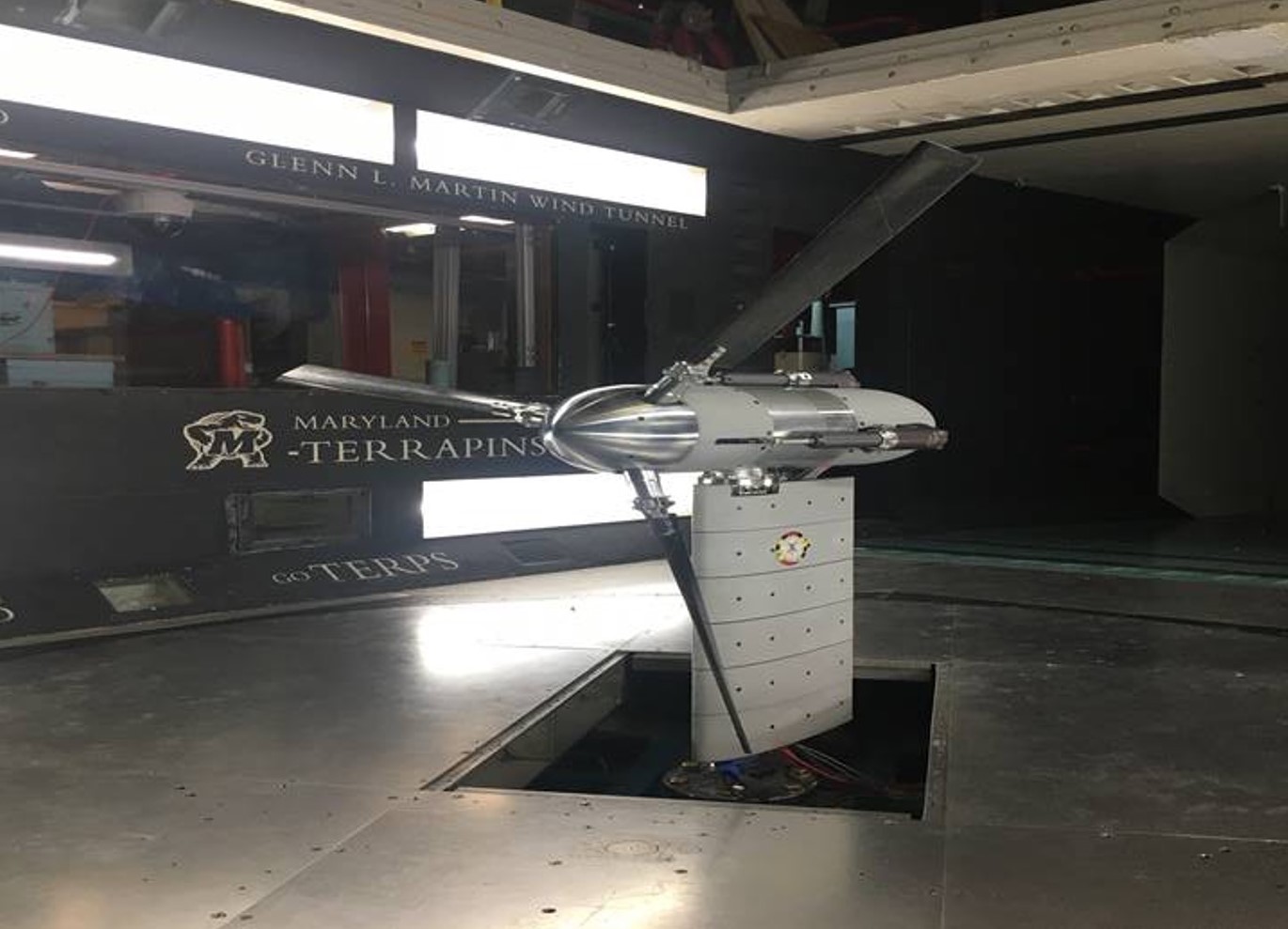 Prop-rotor model testing in the University of Maryland Glenn L. Martin Wind Tunnel. 