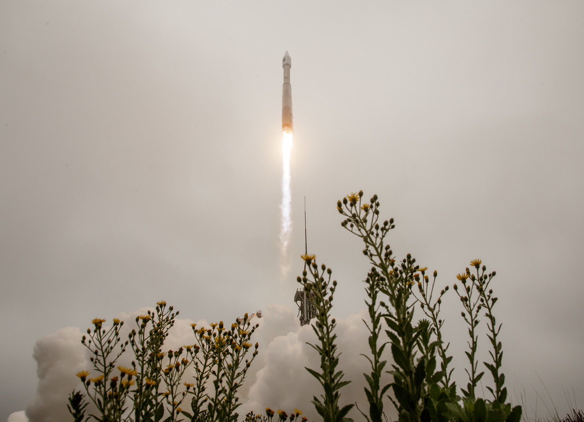 The United Launch Alliance (ULA) Atlas V rocket with the Landsat 9 satellite onboard launches, Monday, Sept. 27, 2021, from Space Launch Complex 3 at Vandenberg Space Force Base in California.