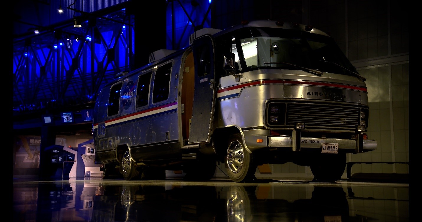 The Astrovan used during the Space Shuttle Program is on display inside the Atlantis exhibit at NASA's Kennedy Space Center Visitor Complex in Florida. 