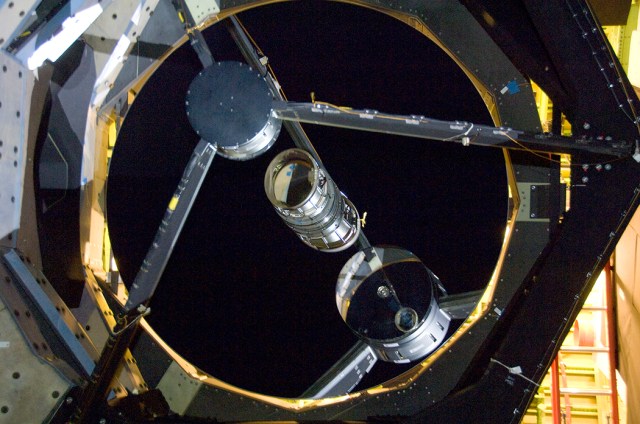 SOFIA?s telescope mirror is seen as it appears during a science mission