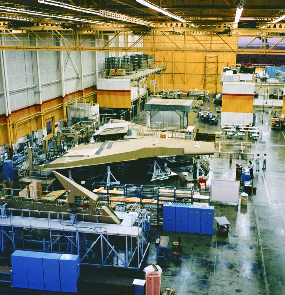 enterprise rollout under construction at rockwell international corp space div plant in palmdale may 1975