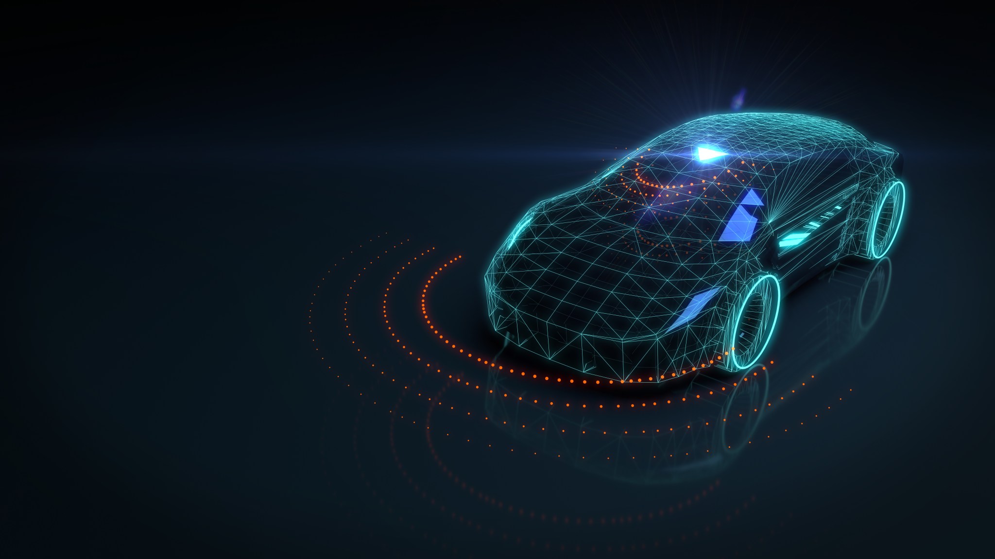 A graphic illustrating a self-driving car