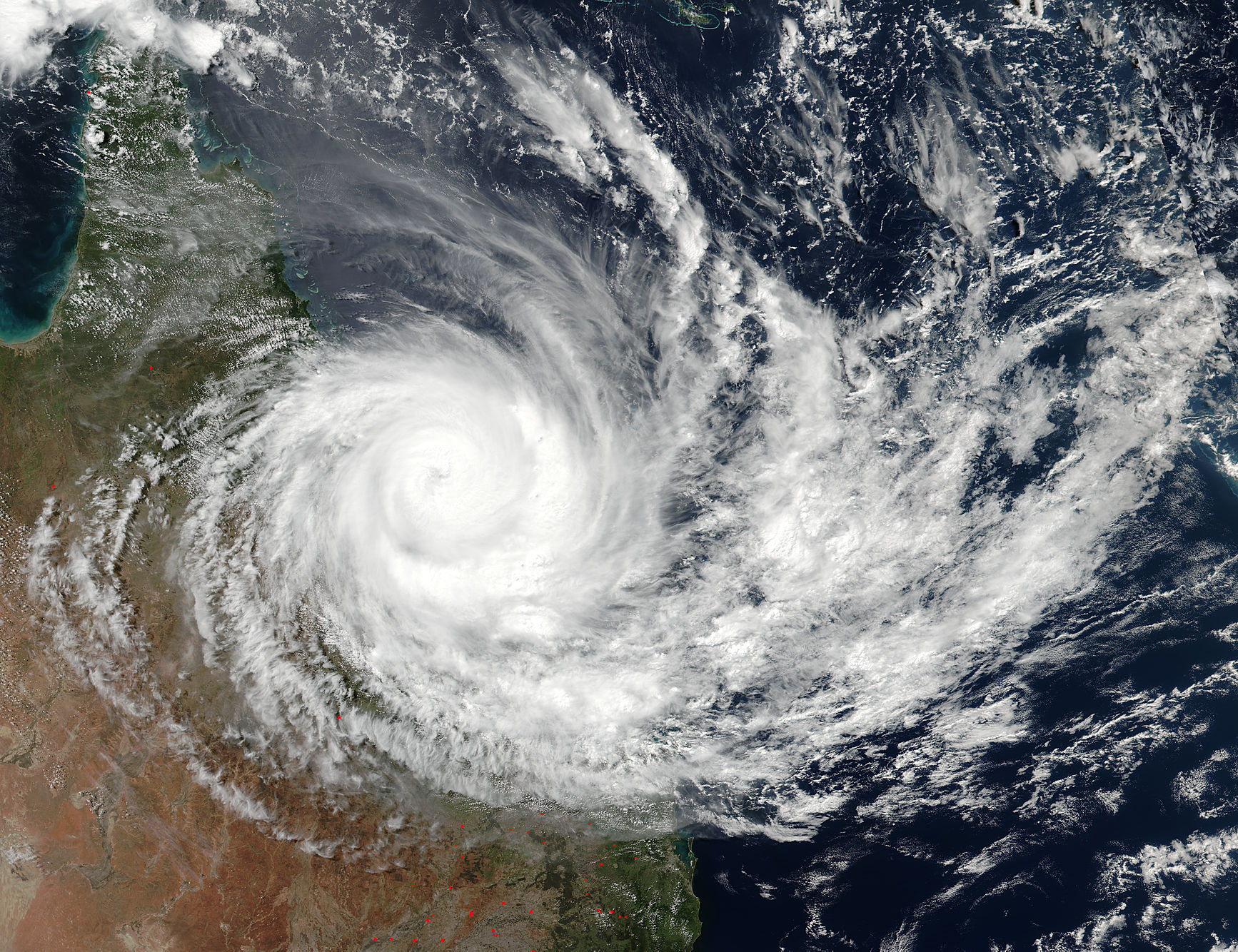 Aerial view of a storm on earth.