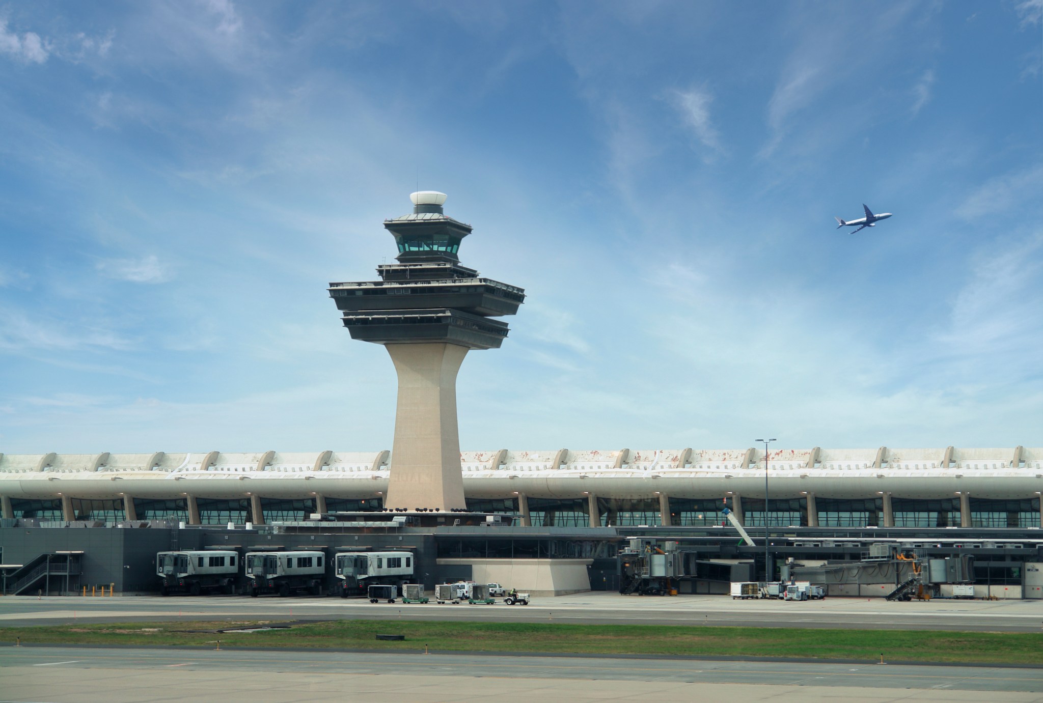 Airport tower and a terminal.