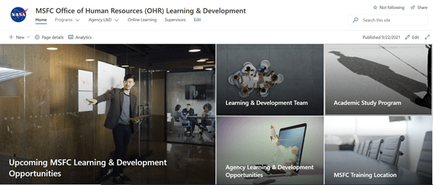 A preview of Marshall’s new Learning & Development site. 