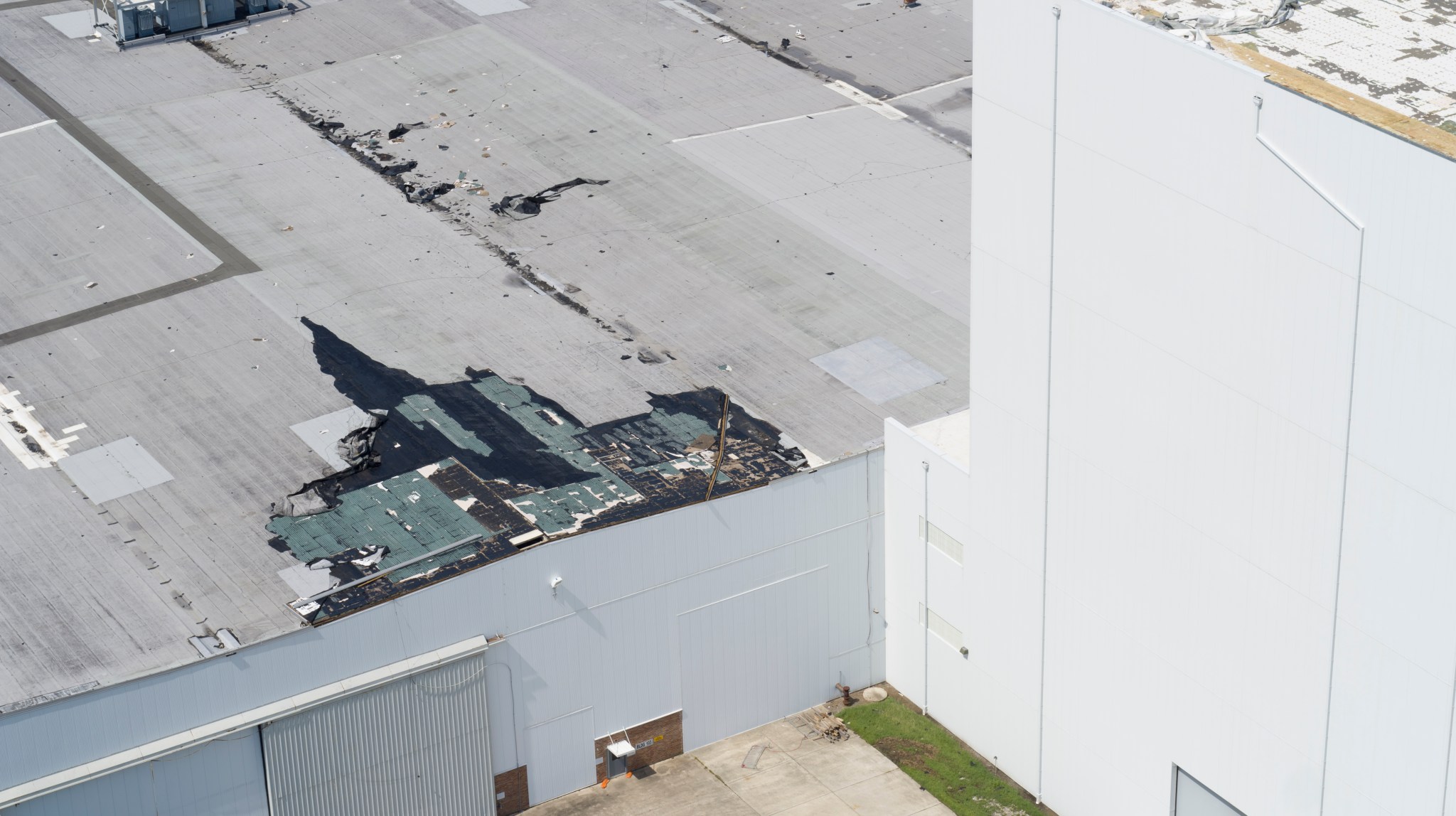 The roof of Building 103 at NASA’s Michoud Assembly Facility sustained damaged following Hurricane Ida on Aug. 29.