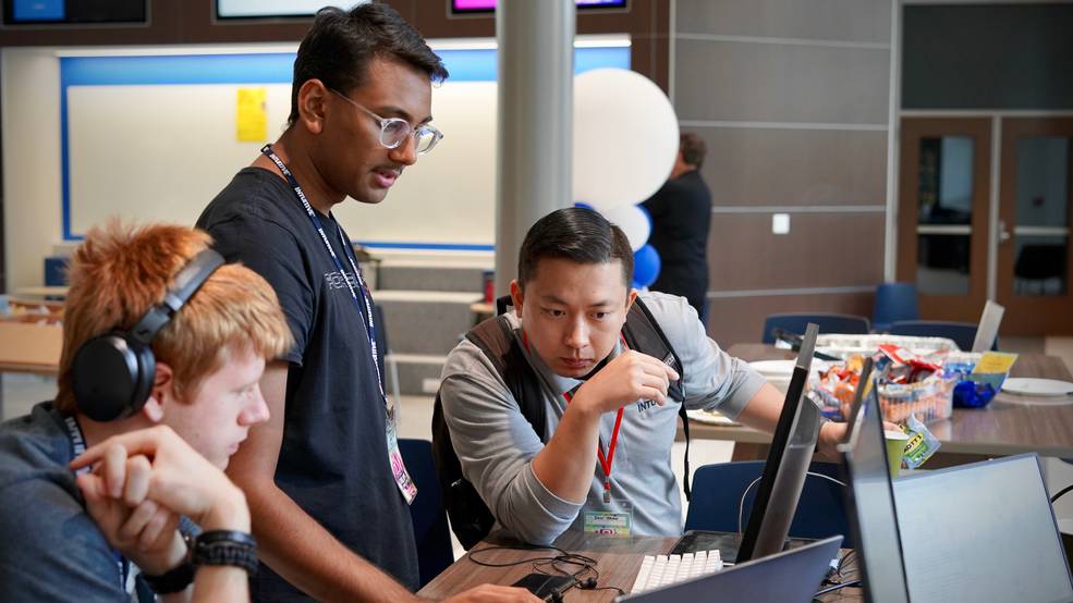 Participants in the 2019 Space Apps Challenge work on a project at the University of Alabama in Huntsville. 