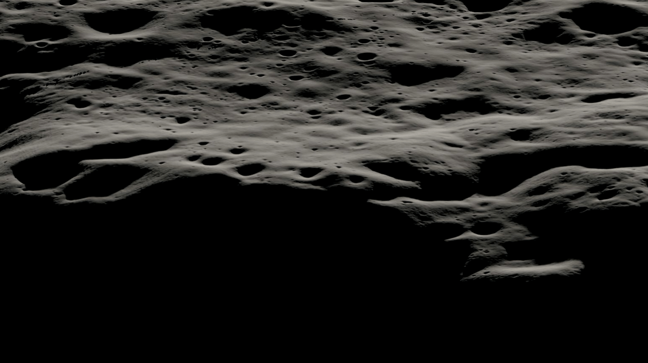 Nobile Crater and the smaller craters that litter its rim at the lunar South Pole.