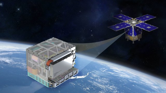 This illustration shows NASA’s Deep Space Atomic Clock technology demonstration and the General Atomics Orbital Test Bed spacecraft that hosts it.