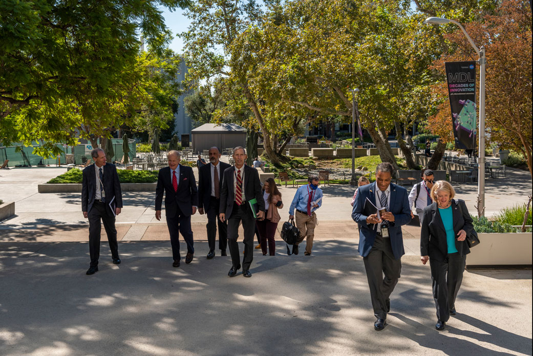 On Oct. 14, NASA Administrator (second from left) and Deputy Administrator Pam Melroy (far right) visited JPL.