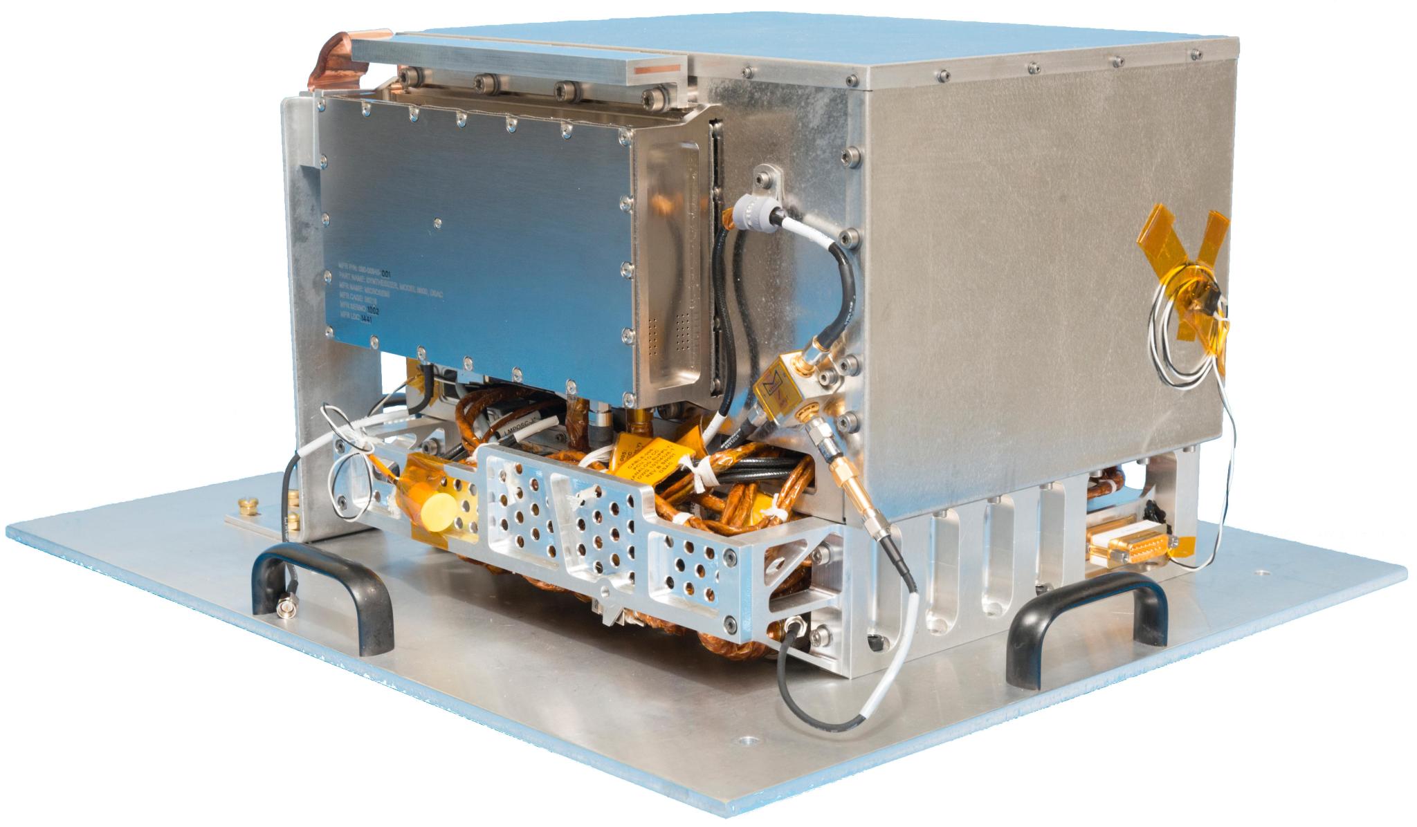 The Deep Space Atomic Clock is about 10 inches (25 centimeters) on each side, roughly the size of a toaster.