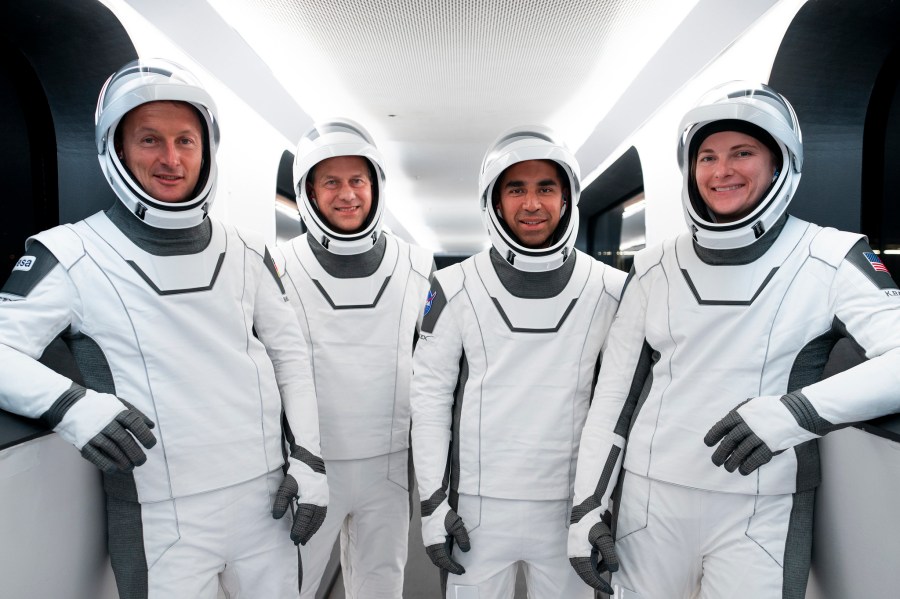 NASA's SpaceX Crew-3 astronauts participate in a dry dress rehearsal on Oct. 28, 2021, in preparation for launch.