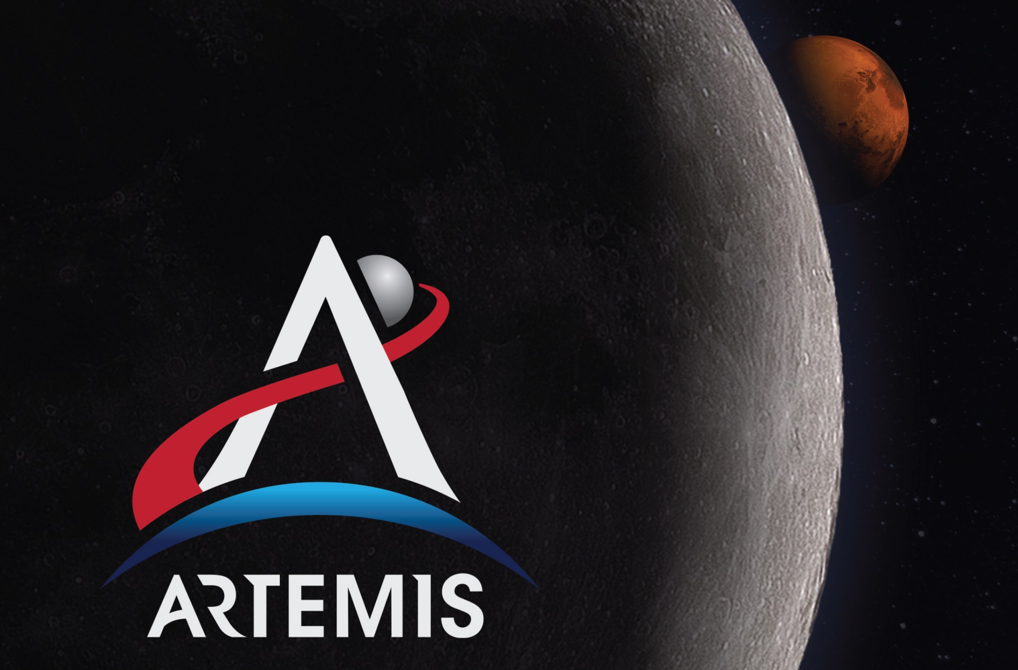 graphic of Artemis logo with the Moon and Mars