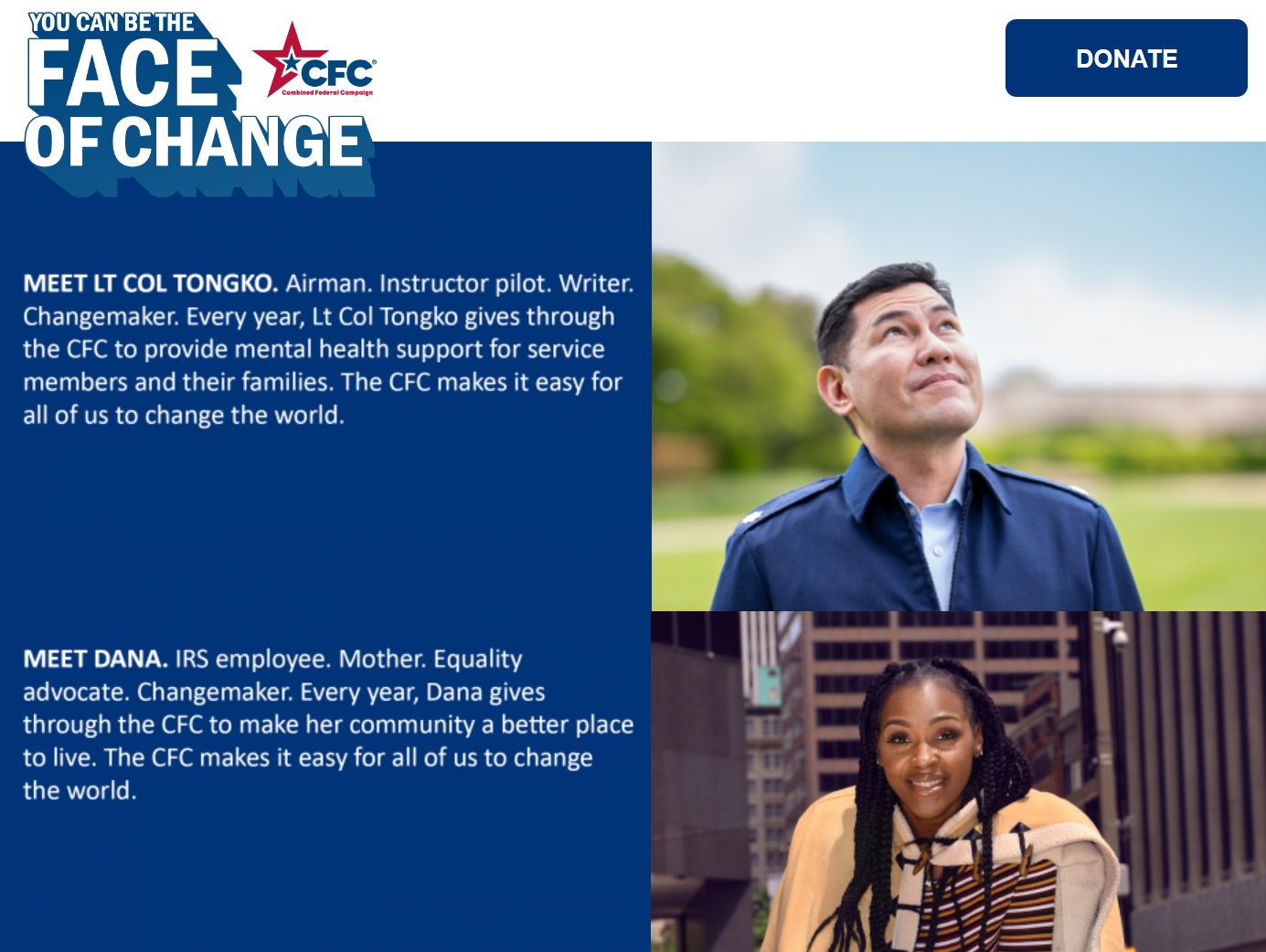 The U.S. Office of Personnel Management’s official Combined Federal Campaign web presence provides a one-stop donation site.