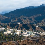 Photo of NASA's Jet Propulsion Laboratory nestled in the Pasadena, California hillside