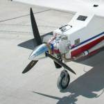 Photo of a propeller on the front of an aircraft