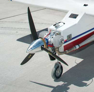 Photo of a propeller on the front of an aircraft