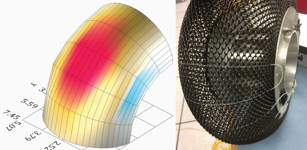 Graphic and actual textile seshing mesh.