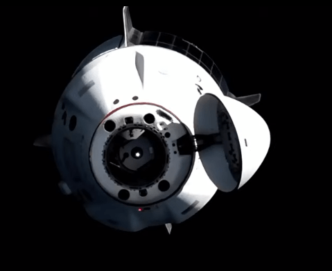 The Crew Dragon, Endeavour, as seen from the International Space Station
