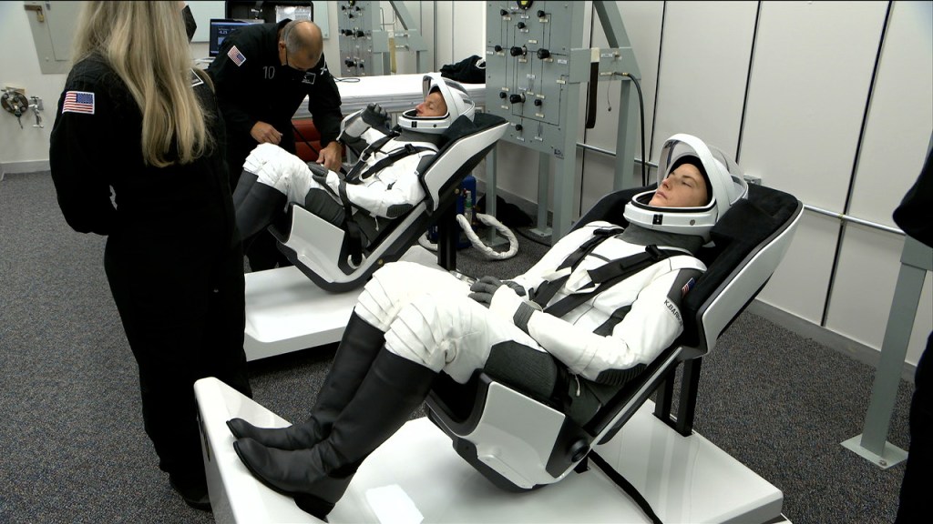 
			Crew-3 Astronauts Suit Up for Launch - NASA			