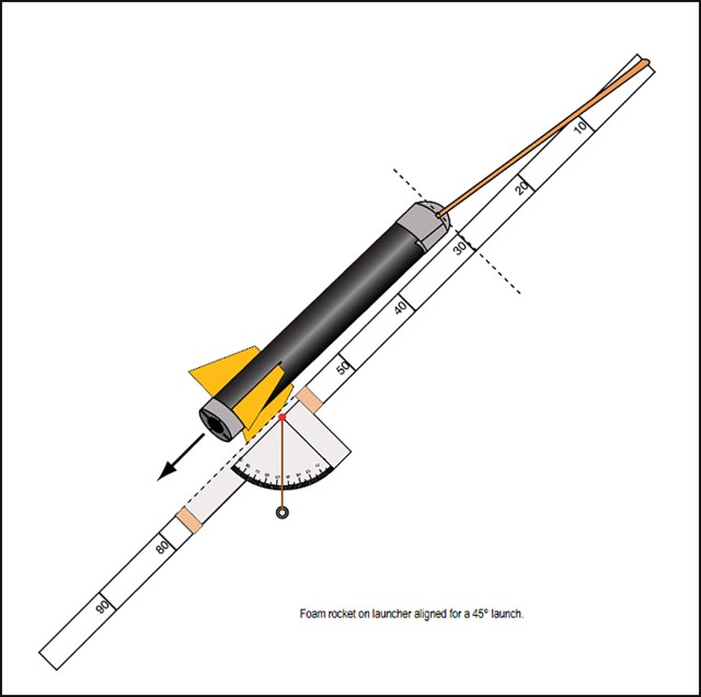 Illustration of a foam rocket attached to the rocket launcher
