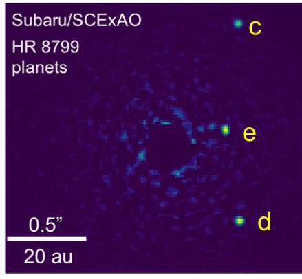 the SCExAO image of the archetypical HR 8799 planetary system