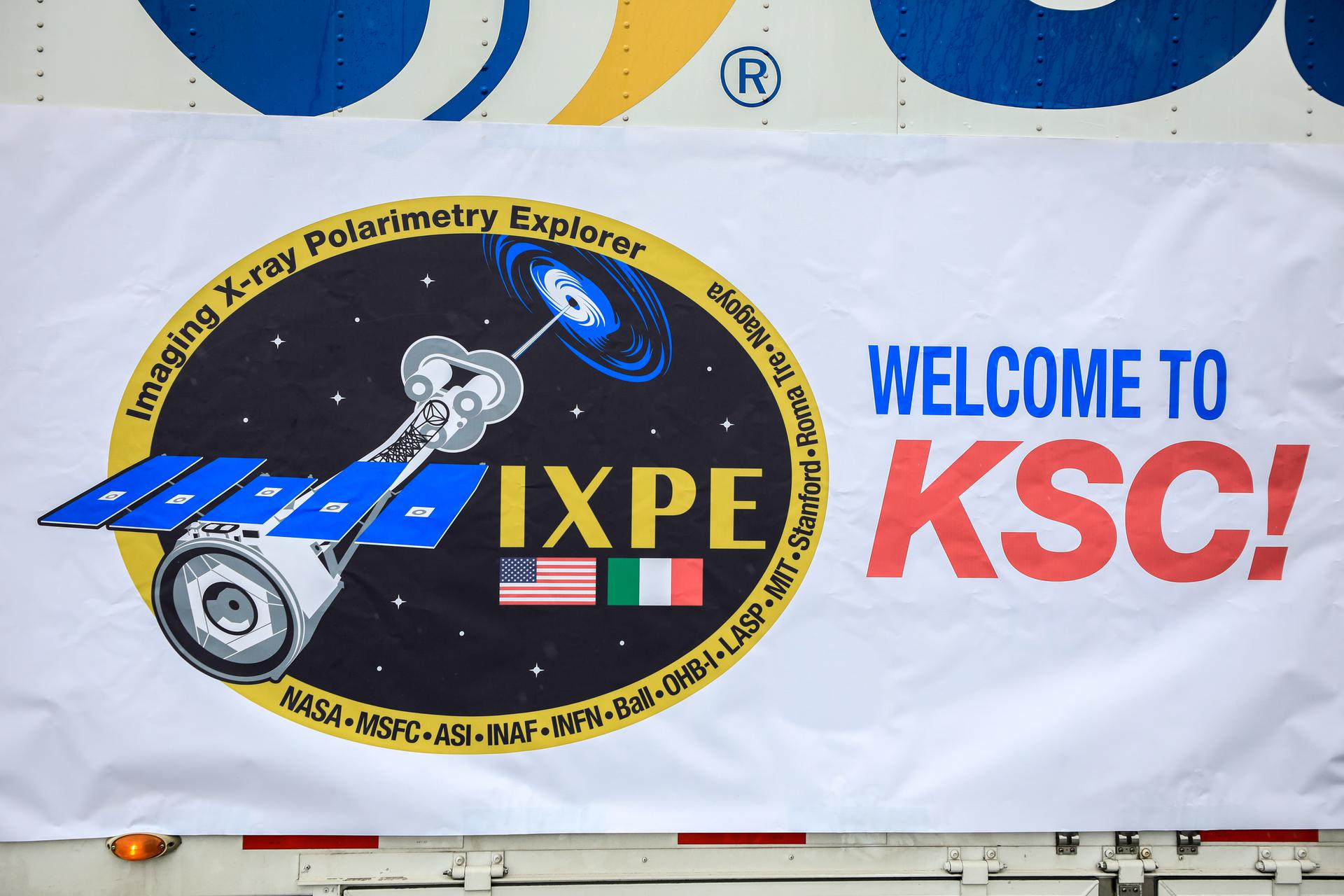 NASA’s Imaging X-Ray Polarimetry Explorer (IXPE) spacecraft – the agency’s first mission dedicated to measuring X-ray polarization – arrives at the Cape Canaveral Space Force Station in Florida on Nov. 5, 2021. 
