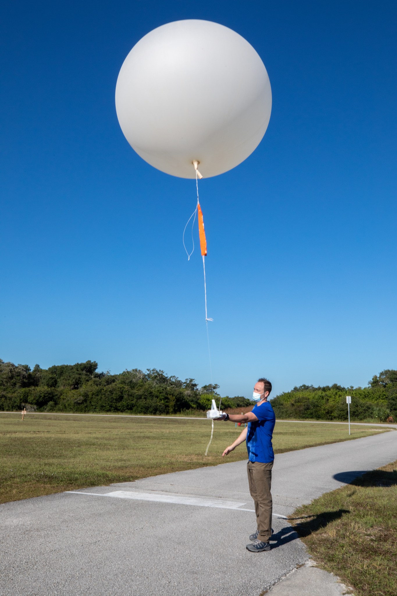 Releasing a weather balloon at Cape Canaveral Space Force Station