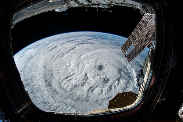 image of a hurricane from the space station