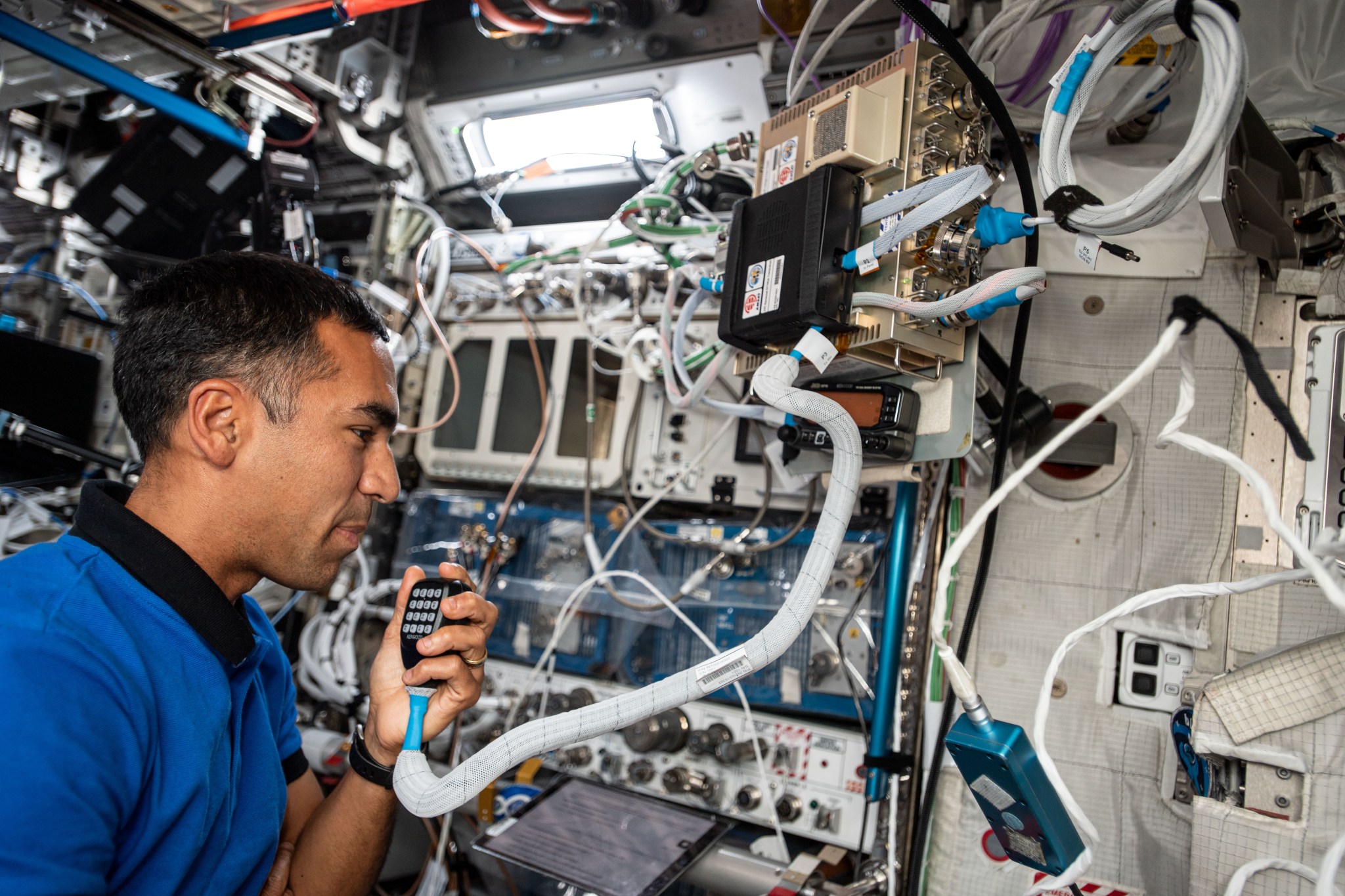 image of astronaut using Ham radio
