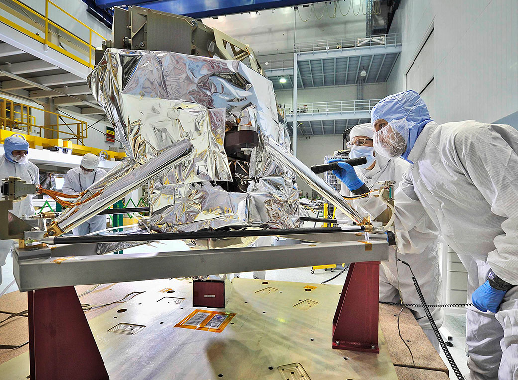 Engineers conduct a “receiving inspection” of the James Webb Space Telescope’s Mid-Infrared Instrument
