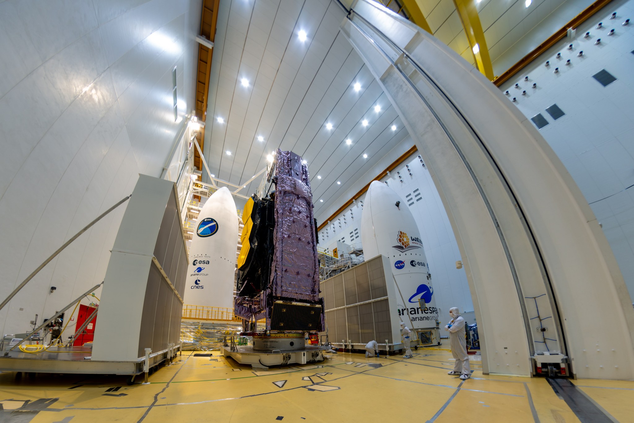 NASA’s James Webb Space Telescope, secured on top of an Ariane 5 rocket.