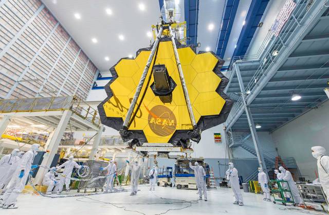 The Webb Telescope's mirror being tested at Goddard Space Flight Center.