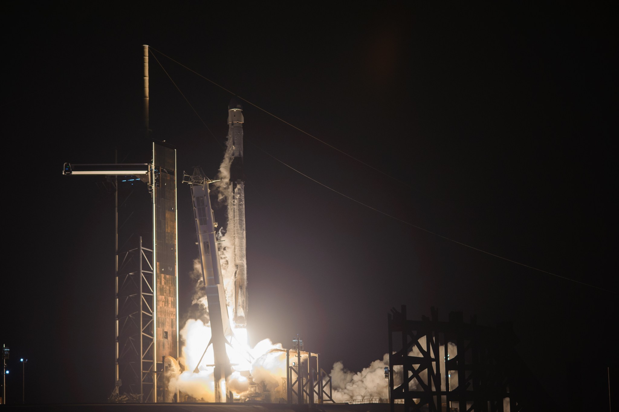 A SpaceX Falcon 9 rocket lifts off from Launch Complex 39A at NASA’s Kennedy Space Center in Florida at 3:14 a.m. on Aug. 29, 2021, carrying the Dragon spacecraft.