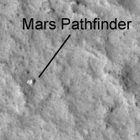 Image of Mars
Pathfinder on the surface of Mars as seen from orbit by Mars
Reconnaissance Orbiter in 2006.