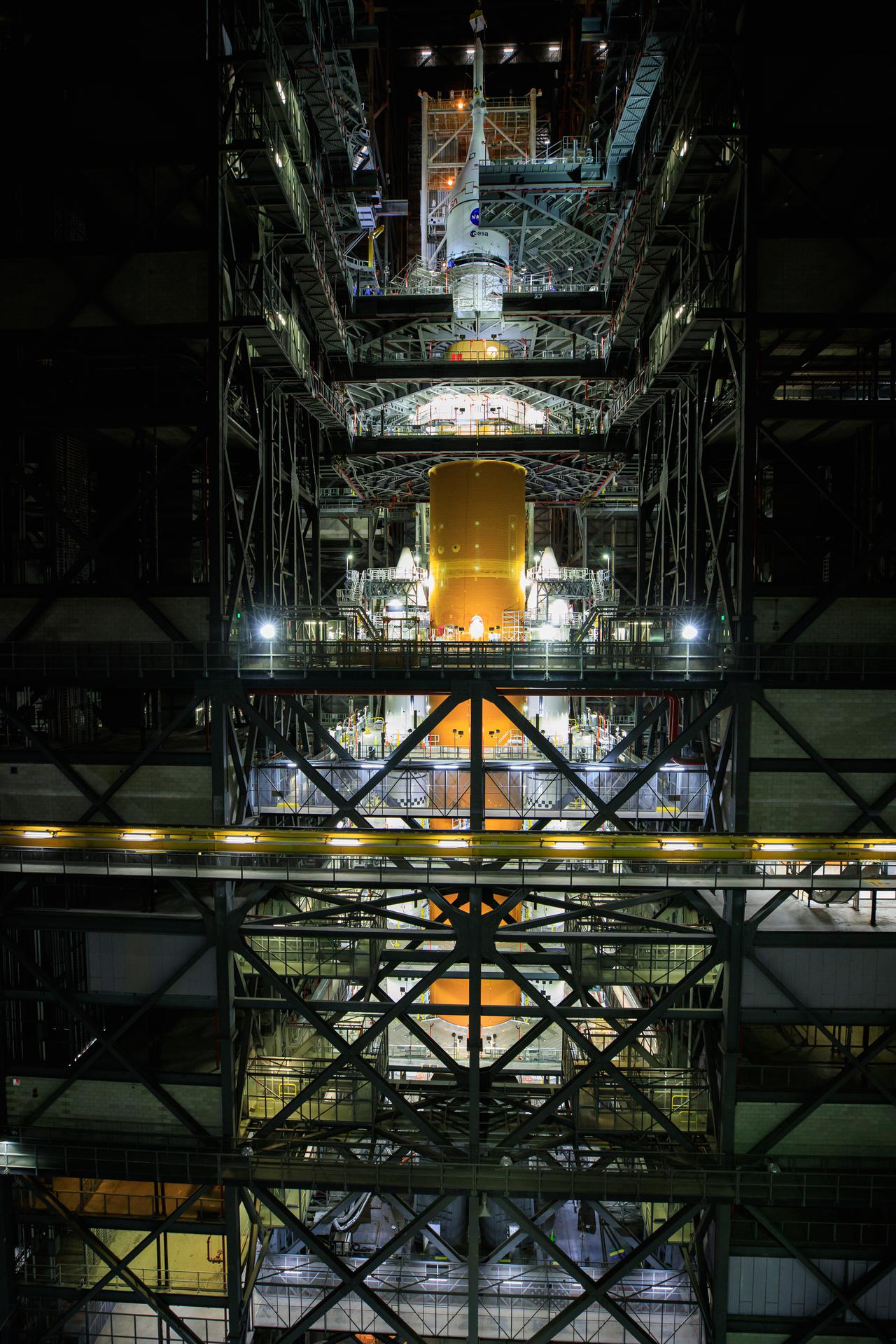 NASA's Orion spacecraft stacked atop the SLS rocket