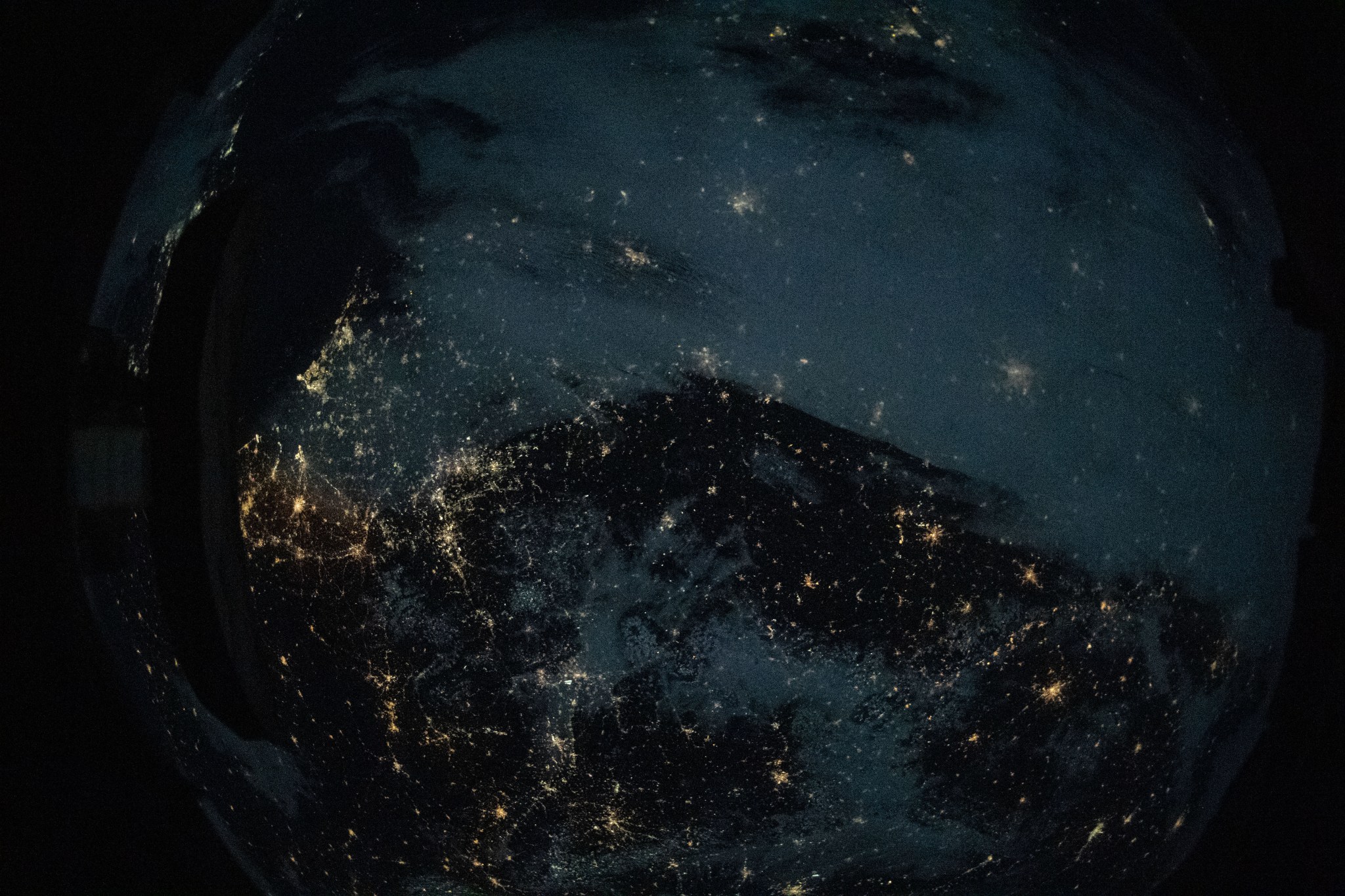 image of a continent with lights at night
