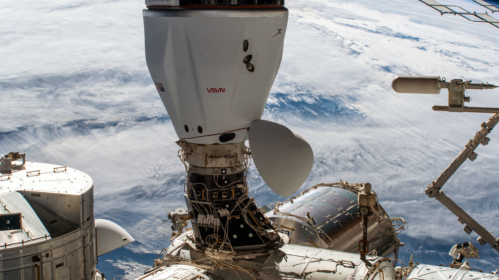 The SpaceX Cargo Dragon spacecraft.