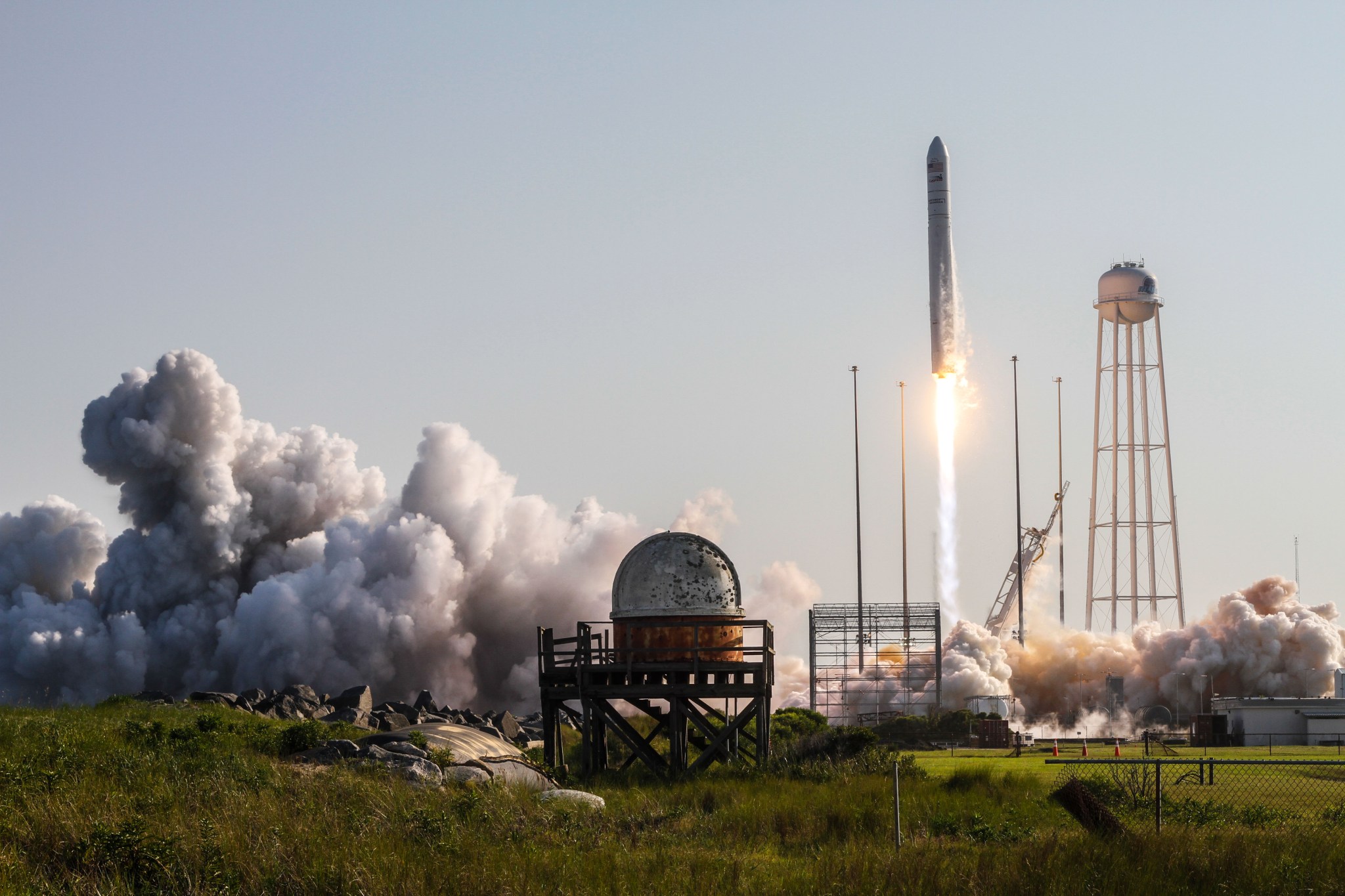 The Northrop Grumman Cygnus spacecraft launches Aug. 10, 2021, from NASA's Wallops Flight Facility on Wallops Island, Virginia.