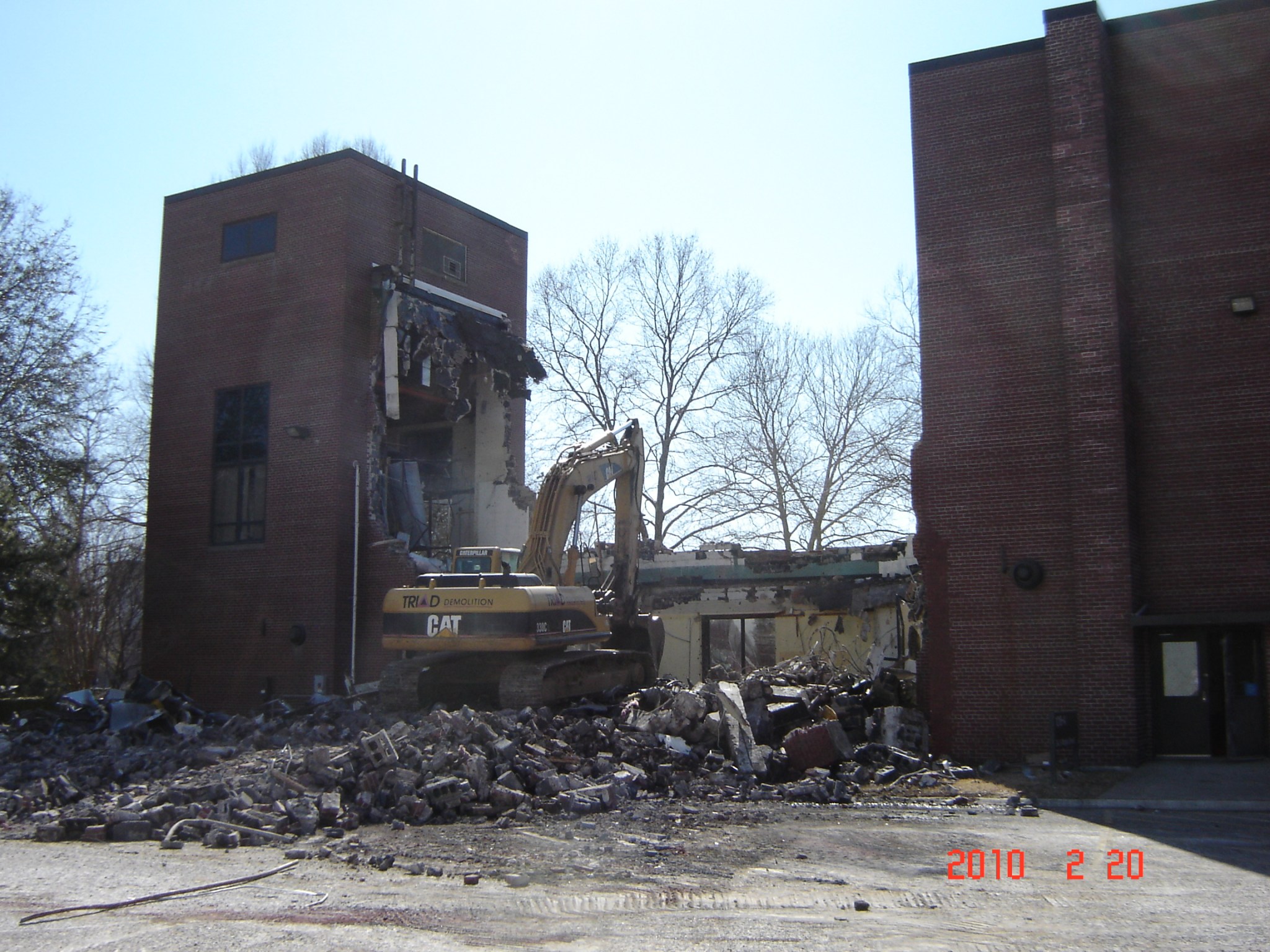 February 2010 photograph of the demolition of Building 1218.