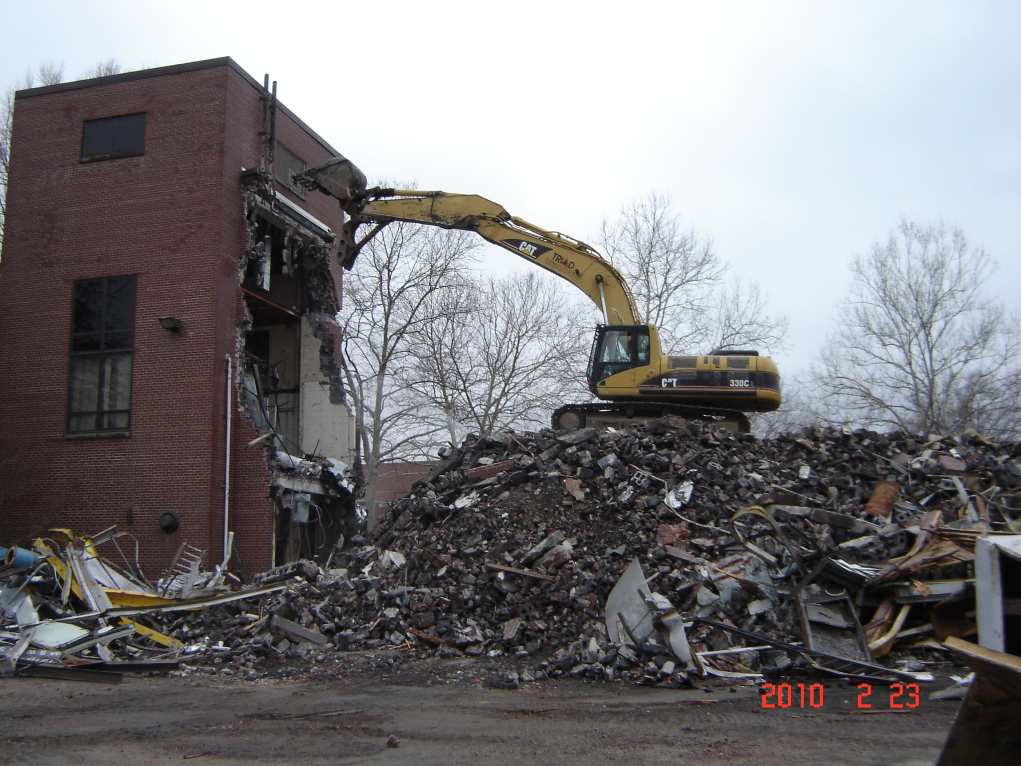 February 2010 photograph of the demolition of Building 1218.