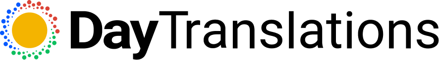 Logo for Day Translations, a language translation service. 