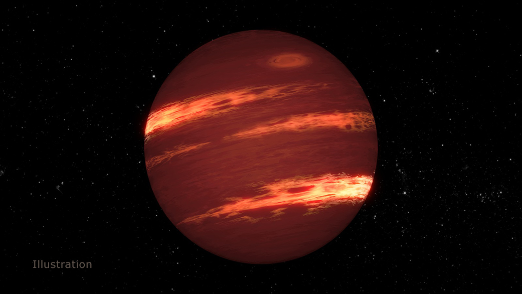 This illustration shows what clouds might look like in the atmosphere of a brown dwarf