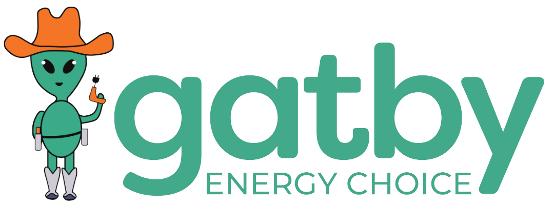 Gatby's Energy Logo featuring a green alien wearing a cowboy hat.
