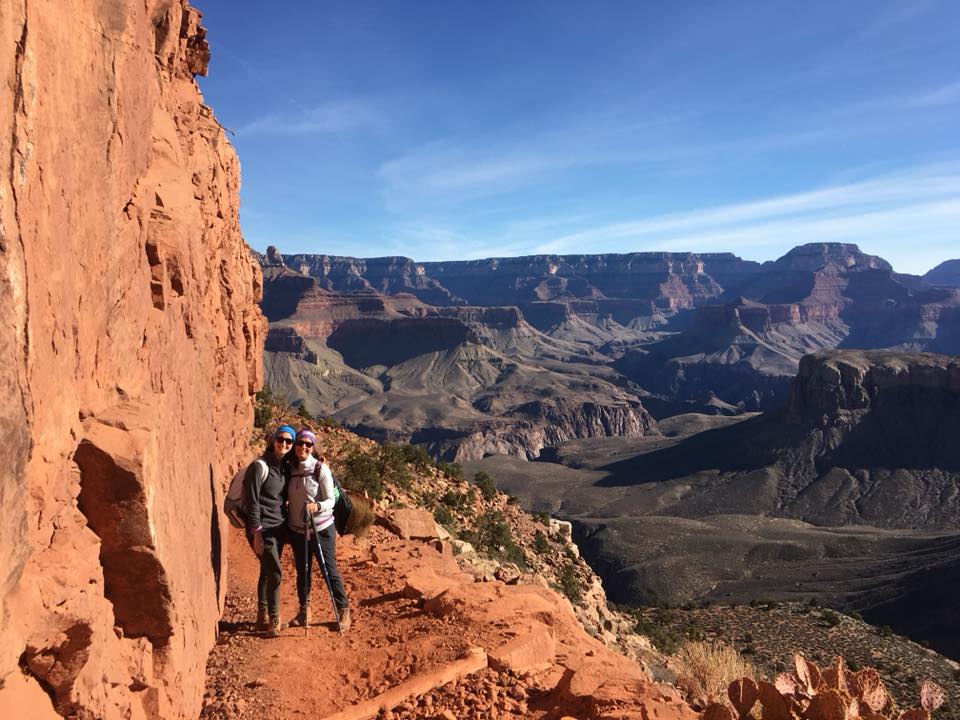 June Malone, right, hikes the Grand Canyon with her daughter Madison in 2018.