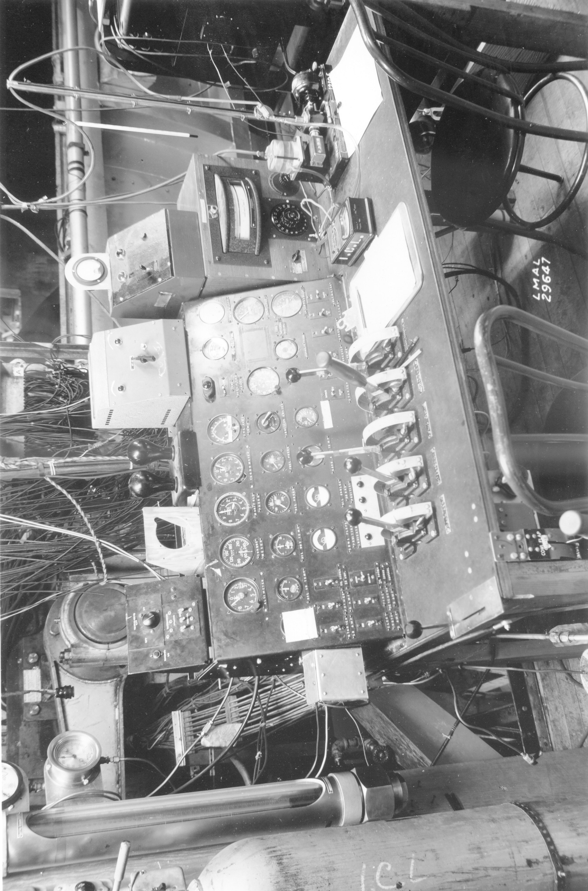 Test equipment used during testing of the U.S. Navy’s Douglas Destroyer torpedo/bomber aircraft (model XSB2D-1) in 1942. NASA photo.