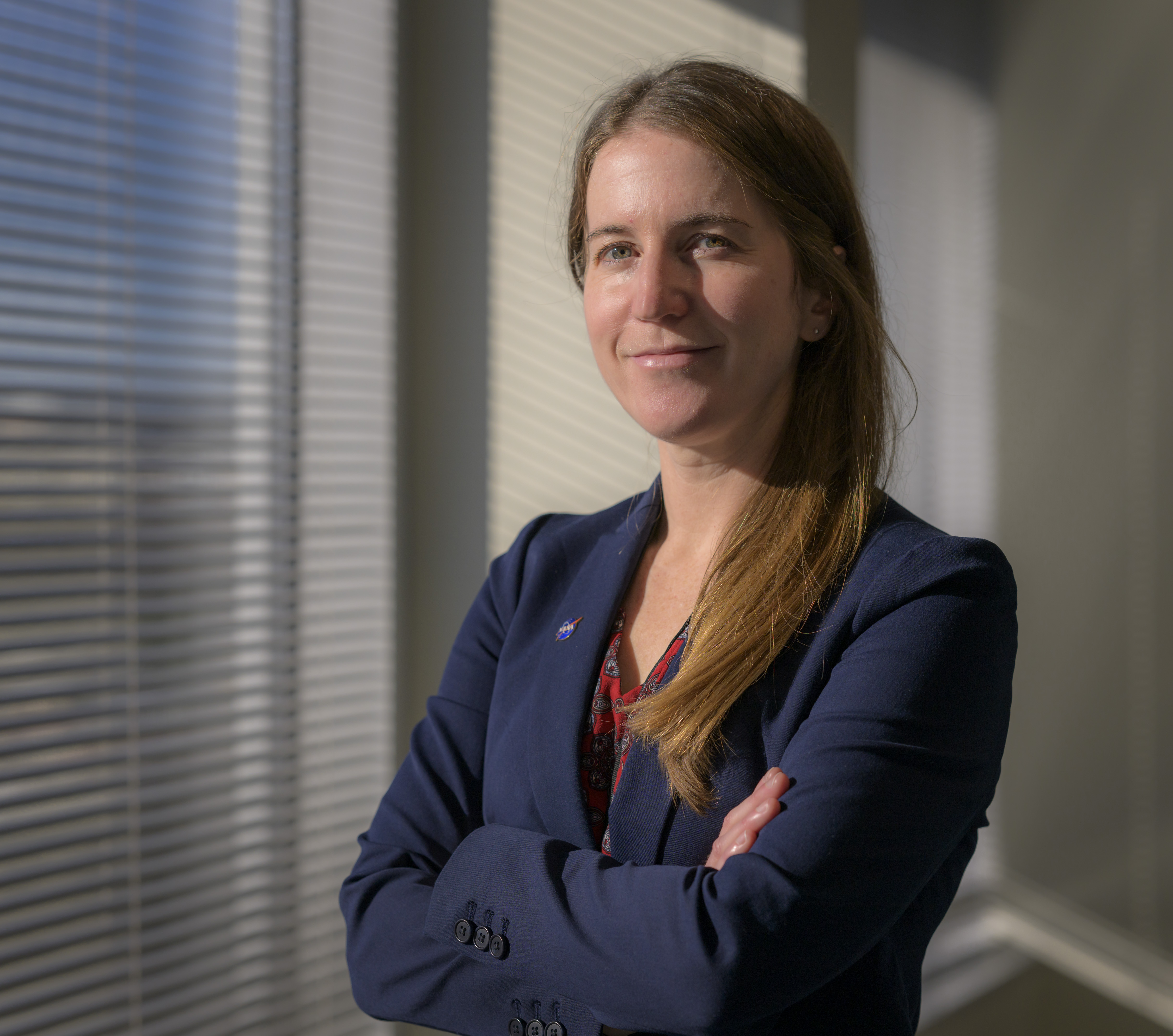 Dr. Kate Calvin at the NASA Headquarters Mary W. Jackson building in Washington.