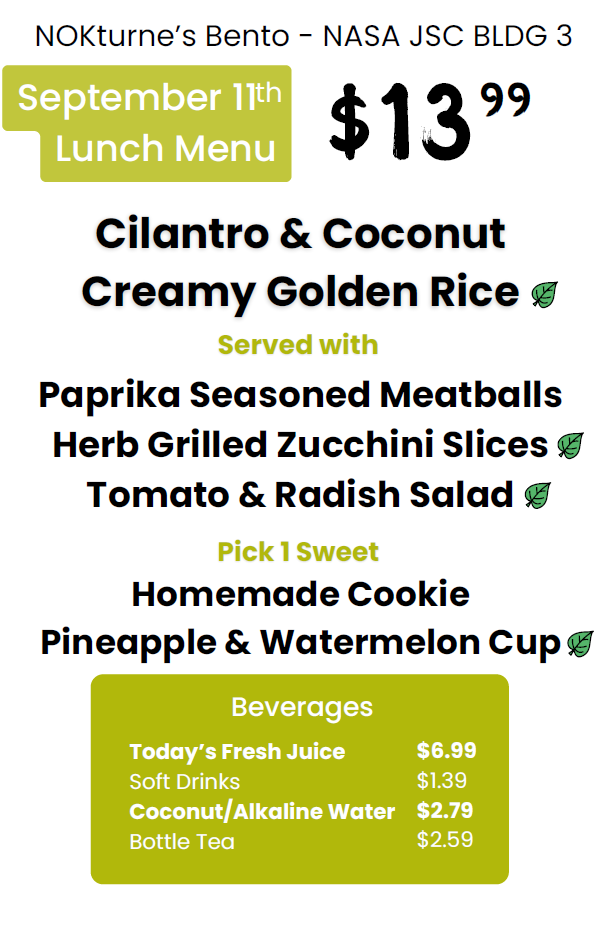 Nokturne's September 11 Bento Menu for JSC B3