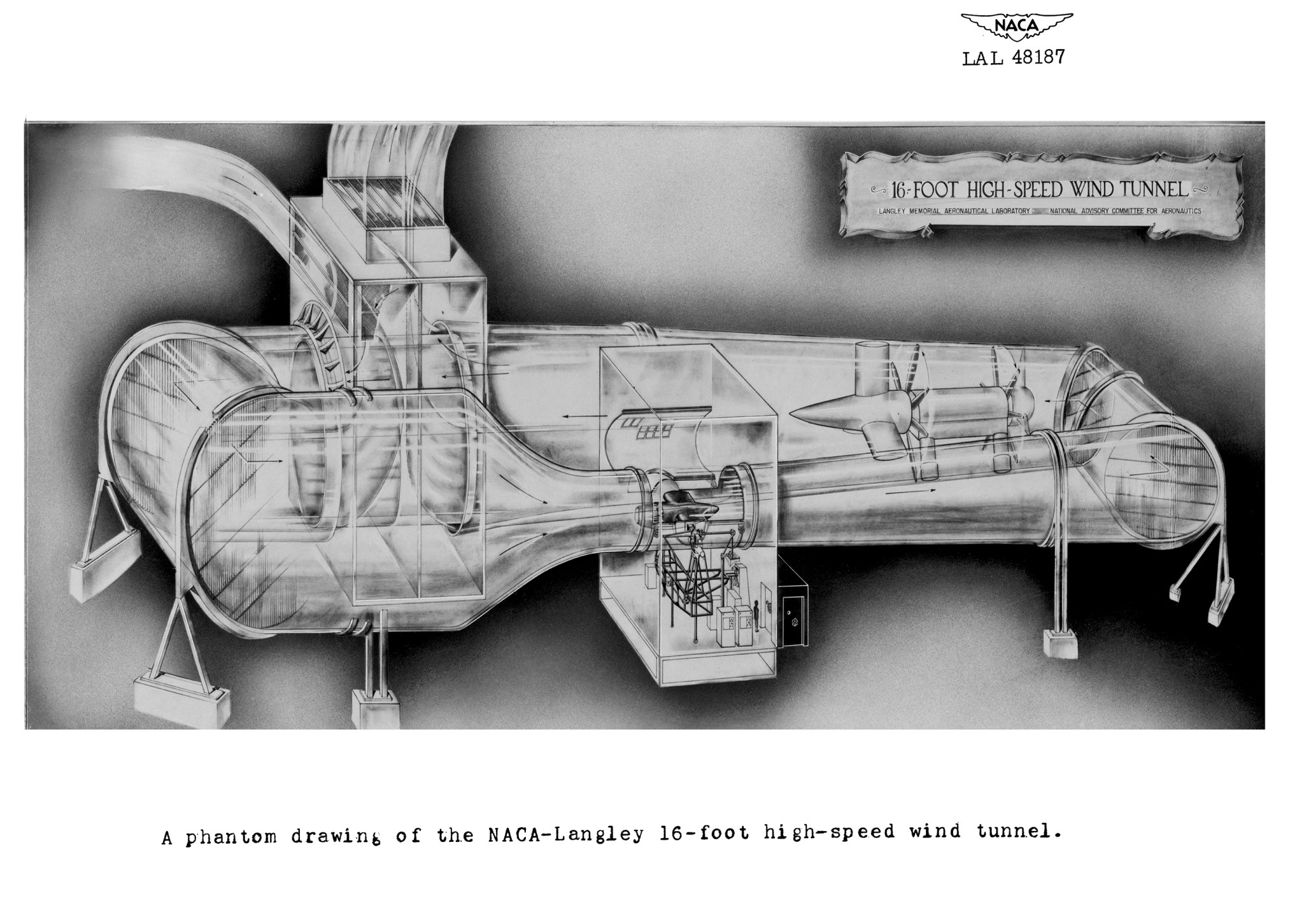  A 1945 “phantom drawing” of the 16-Foot Tunnel, building 1146.