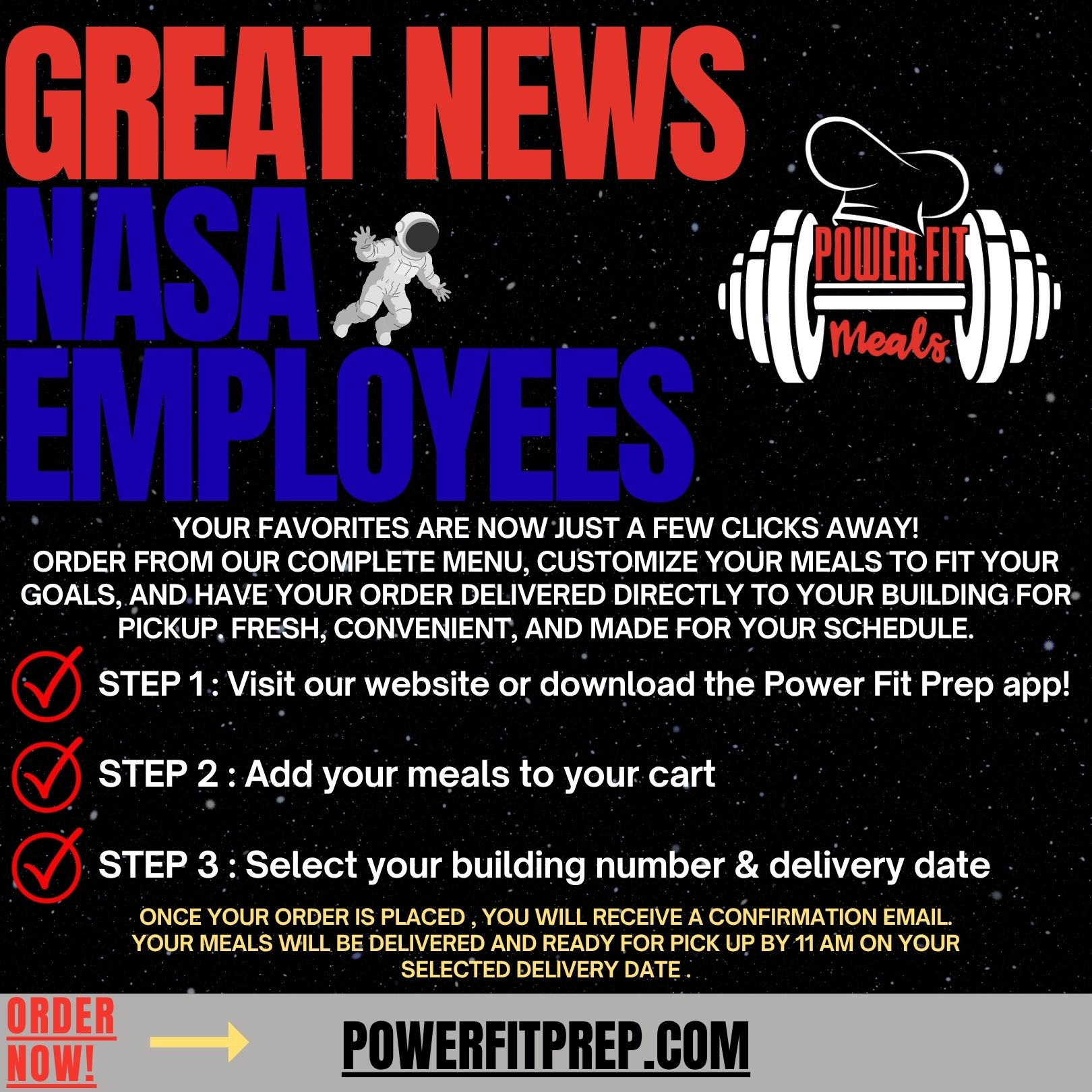 Flyer for Power Fit Meals.